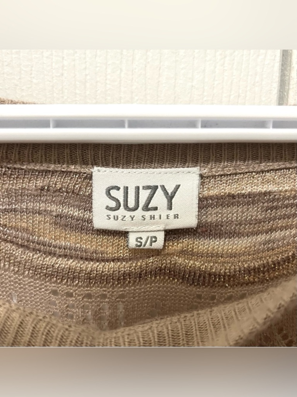 🛍️ $5 ADD-ON | Y2K Suzy Shier Beige-tan Unique Pattern Lightweight Sweater - Picture 11 of 13